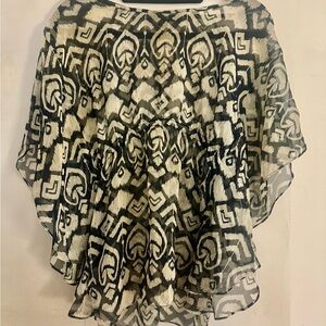 Forever 21 Black and Cream Geometric Sheer Blouse